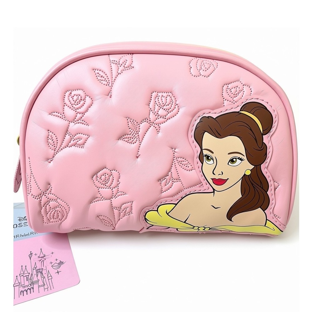 Disney Princess Belle Makeup Bag | Pink Quilted Beauty and the Beast | NWT